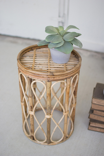 Boho Rattan & Cane Accent Table