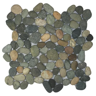 Nile Random Sized Natural Stone Mosaic Tile in Green/Gray