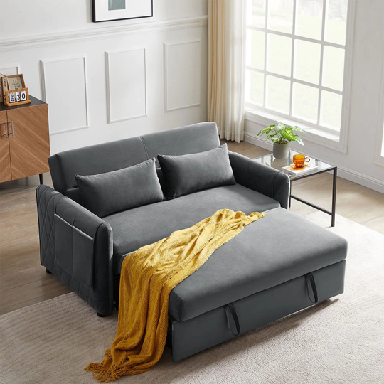 Modern Convertible Sofa Bed with 2 Detachable Arm Pockets
