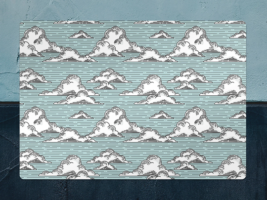 Vintage Cartoon Clouds Chair Mat, Blue Protective White Splat Abstract Vinyl Floor Pad, Decorative Gift Idea