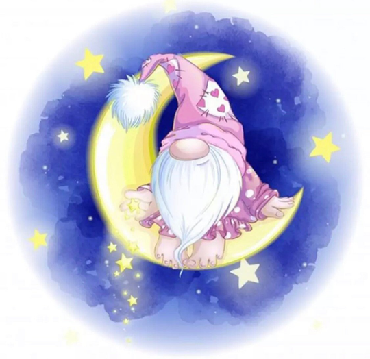 Us Seller. 40x40cm Sweet Dreams Little Gnome, Diamond Painting Kit. Round Drills, Full Drills, Fast S&h