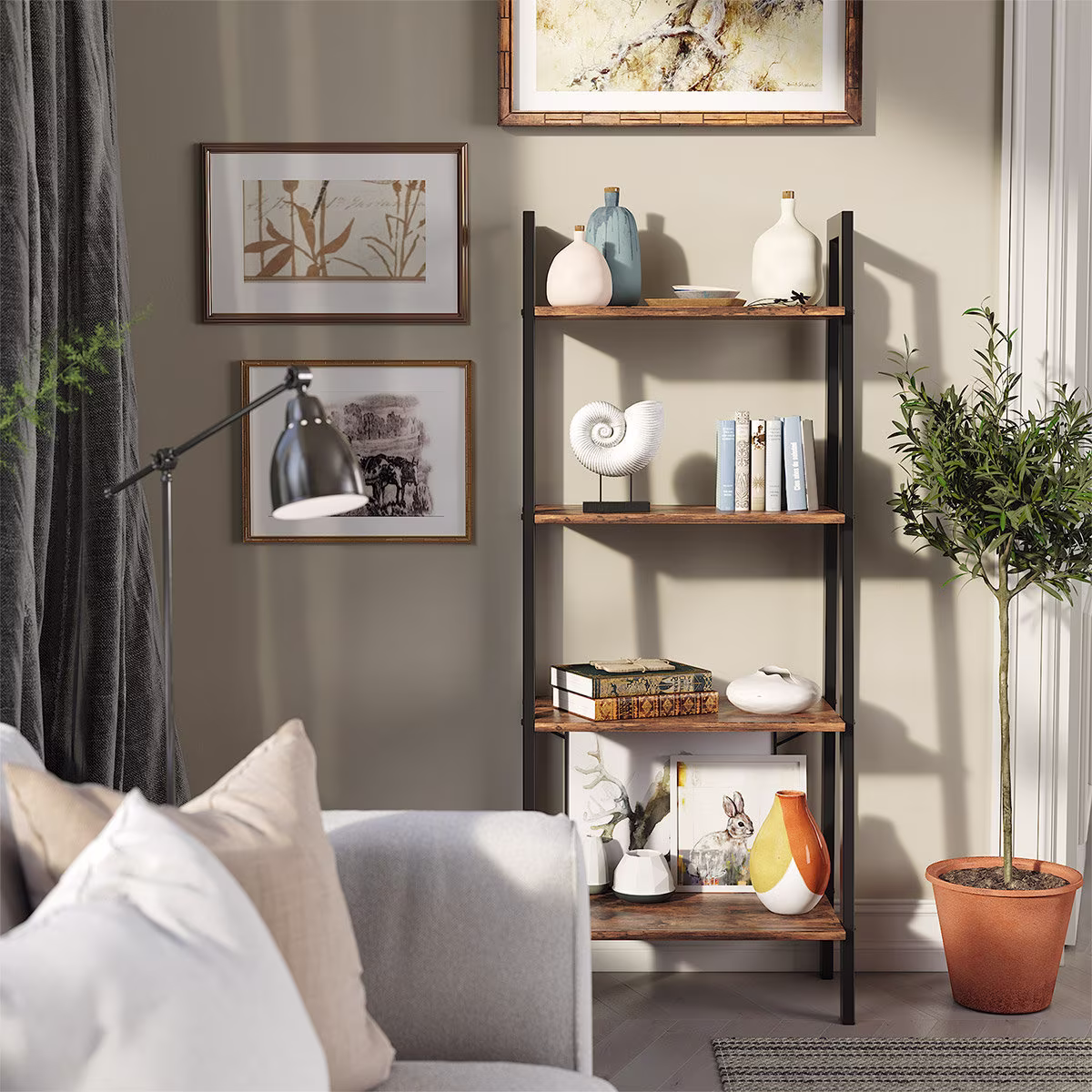 4-Tier Display Shelf, Office Organizer Storage Living Room Decor, Book Standing Desk, Magazine Holder Home Gifts