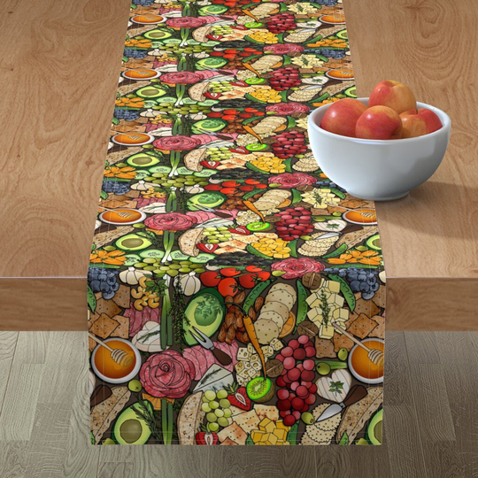 Food Platter Table Runner - Charcuterie By Irishvikingdesigns Berries Nuts Picnic Avocado Cotton Sateen Spoonflower