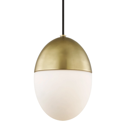Mitzi by Hudson Valley Orion 1-light Aged Brass Small Pendant, Opal Matte Glass