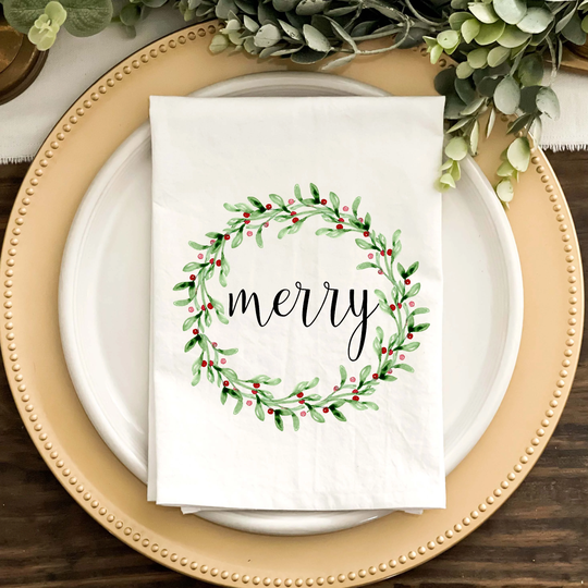 Christmas Napkin, Table, Merry, Joy, Jolly, Peace, Believe, Cheer Dinner Napkins, Custom White Or Natural Color