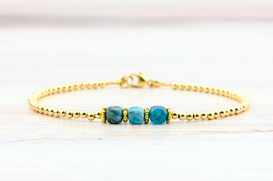 Apatite Gemstone Beaded Bracelet, Jewelry For Women, Sterling Silver, Gold, Filled Rose Gold Filled, Mothers Day Gift Her