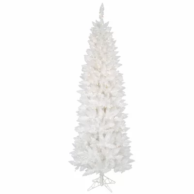 5' White Sparkle Spruce Pencil Artificial Christmas Tree with Clear Lights