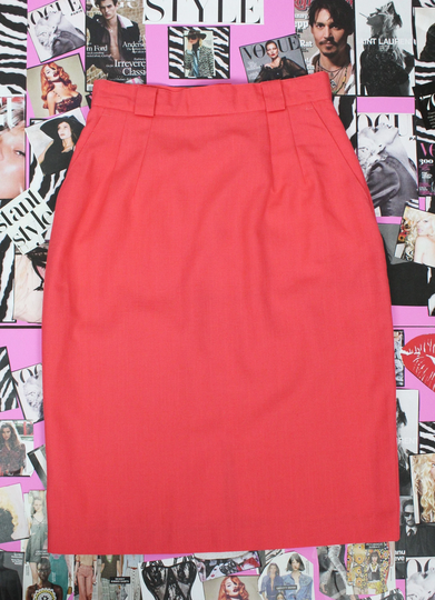 Vintage 80's 90's Norton Mcnaughton Tangerine Pencil Skirt, Office Mod Skirt