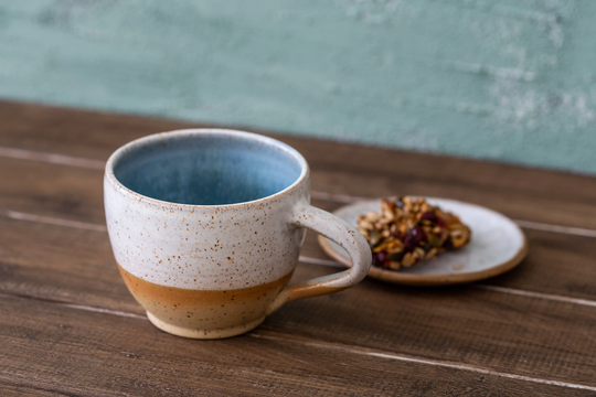 2 Stoneware Ceramic 10 Oz Mug, Colorful Medium Two Red Pottery Tea Mug, Coffee Lovers Gift, Mug With Handle, Rustic Drinkware