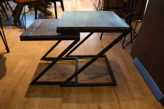 Solid Wood Square End Table, Modern 2 Piece Nesting Coffee Table Set, Pine Side Home & Living