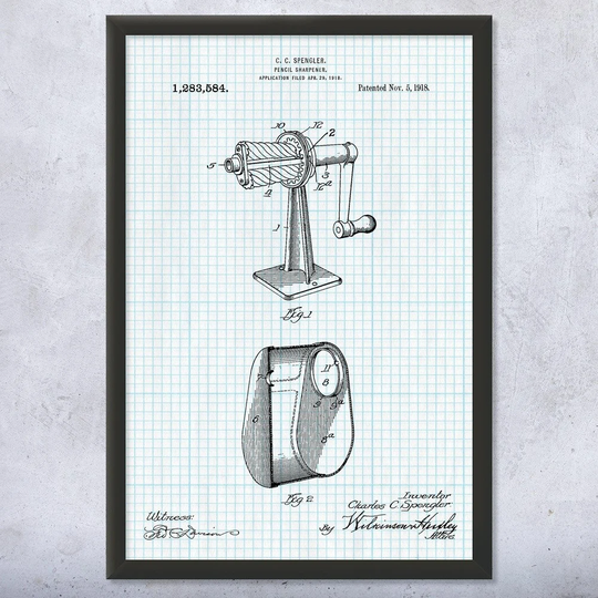 Framed Pencil Sharpener Wall Art Print, Teacher Decor, Writer Gift, Office Art, Class Journalist Classroom