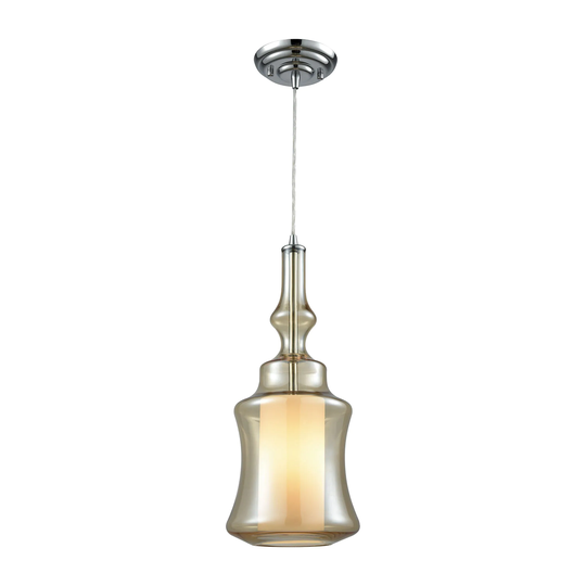 Alora 1-Light Mini Pendant in Chrome with Champagne-plated and Opal Glass - Includes Adapter Kit