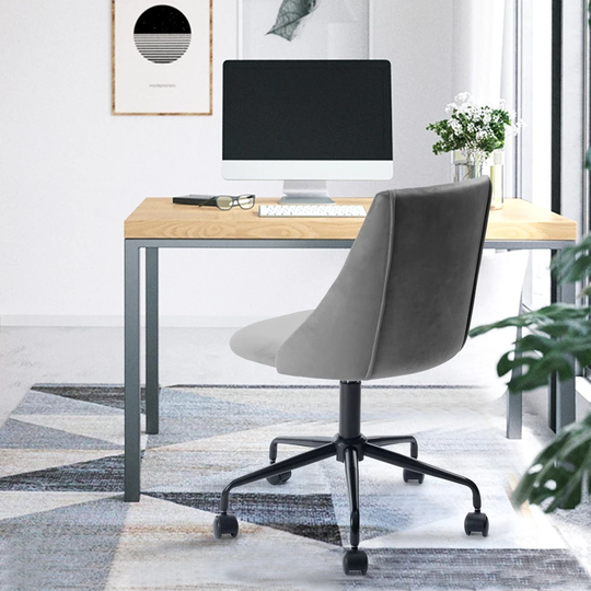 Grey Velvet Upholstered Home Office Chair