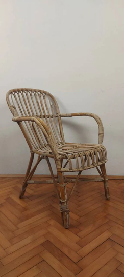 Vintage Rattan Boho Outdoor Chair/ Patio/Balcony Bamboo Funiture/ Armchair 1980/ Ratan Shell