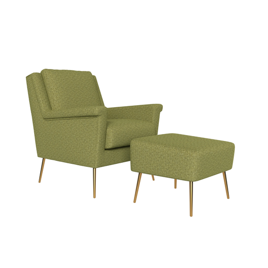 Carson Carrington Gunther Mid Century Modern Tweed Chair and Ottoman