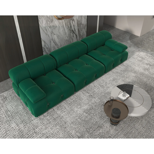 Velvet Sectional Sofa Reversible Modular Couch, Green
