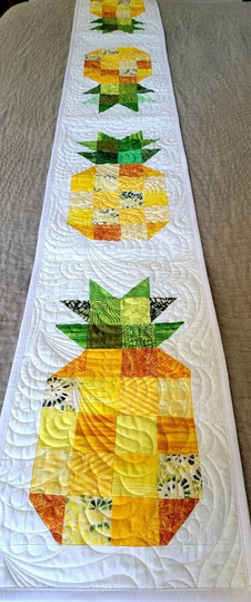 Quilted Pineapple Table Runner Patchwork 12" By 78.5"