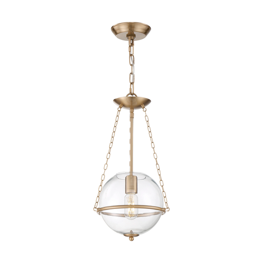 Odyssey 1-Light Mini Pendant Fixture Vintage Brass Finish with Clear Glass - N/A