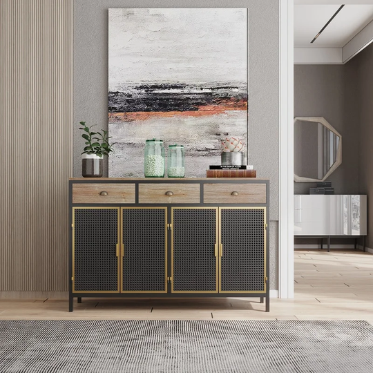 Modern 2 Doors Sideboard Storage Cabinet with 3 Drawers, Entryway