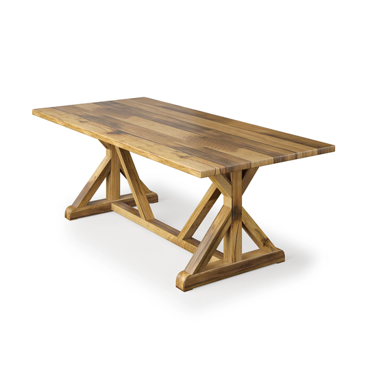 French Trestle Wood Dining Table