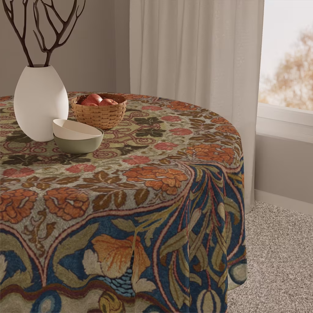 Floral Table Cloth, Morris Kitchen, William Table, Vine & Leaf, May Morris, Arts & Crafts Movement, Cotton Tablecloth, Craftsman