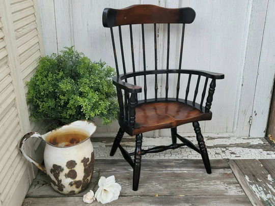 Vintage 21.5" Tall Wooden Doll Chair | Small Primitive Style Wood Childs Large 8.5" Seat Height