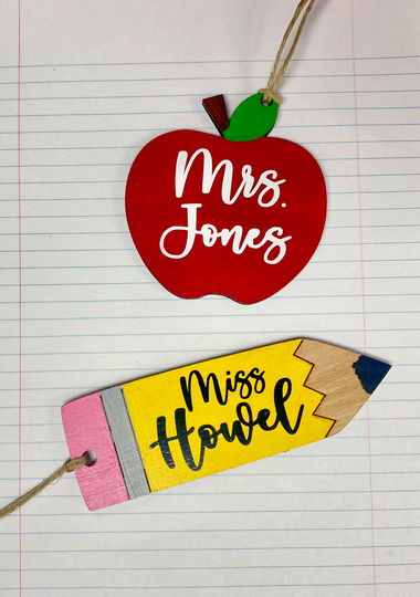 Apple Or Pencil Teacher Tag|Teacher Appreciation Gift| Gifts| Personalized Teacher Gift | End Of The Year