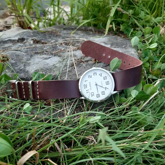 Leather Watch Strap, Dark Brown Replacement Strap Men, Single Pass Band, Handmade Band 18mm 20mm 22mm 24mm Badalassi