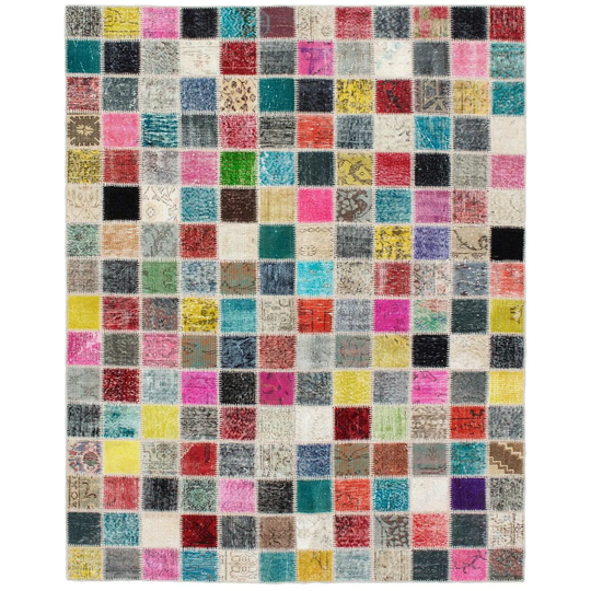 ECARPETGALLERY Hand-knotted Color Transition Patchwork Multi Wool Rug - 5'10 x 7'10