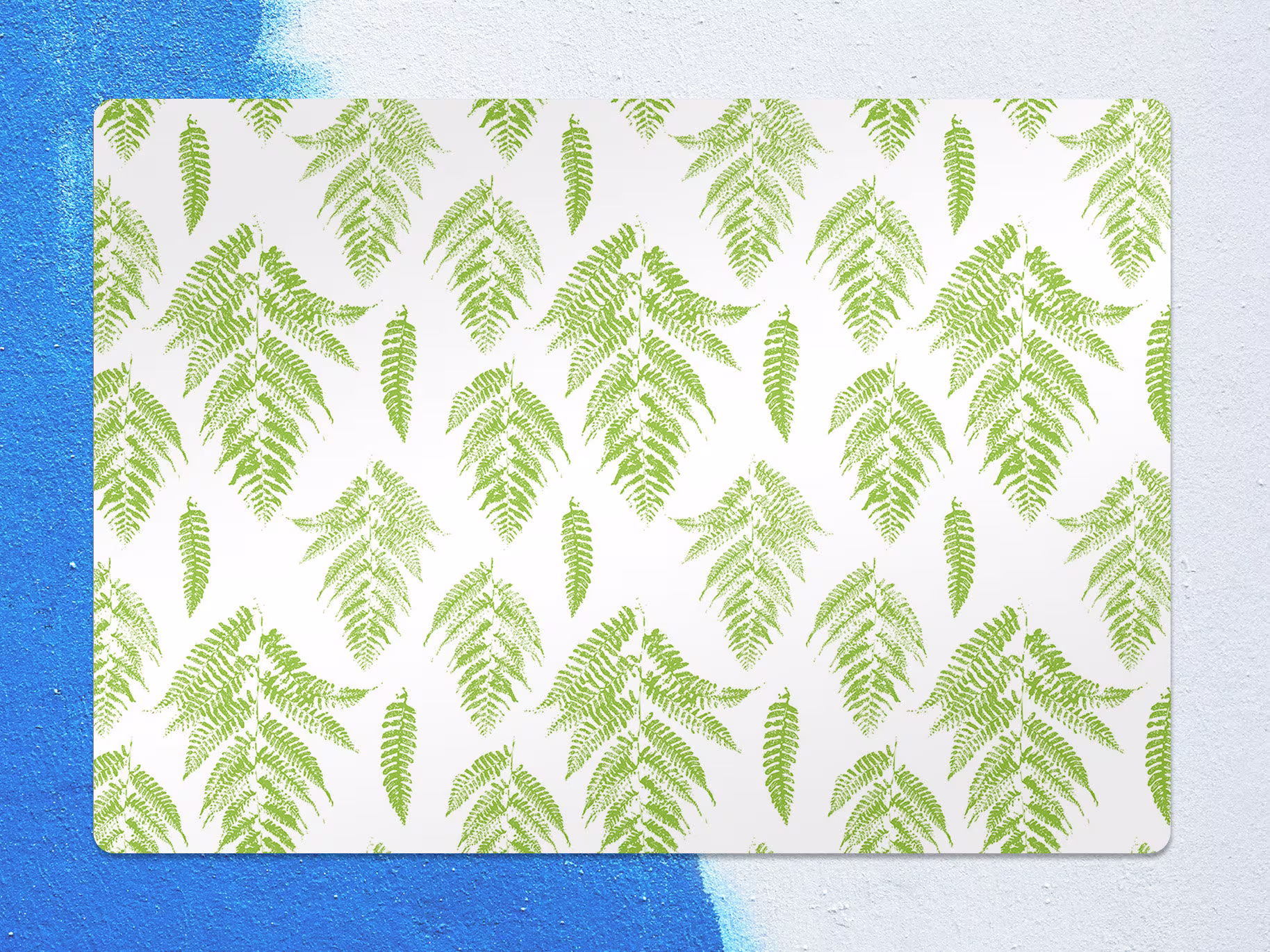 Green Fern Chair Mat, White Protective Leaf Splat Leaves Vinyl Floor Pad, Flooring, Kids Room Decor