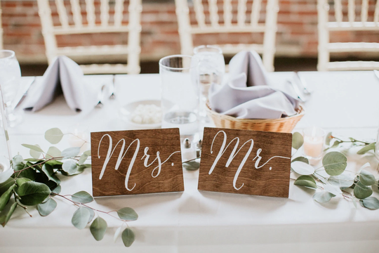 Mr & Mrs Signs, Chair Mrs, Table Sign, Wooden Wedding Signs, Chair Signs -Nc