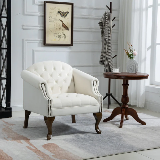 Velvet Upholstered Accent Chair Lounge Chair with Wood Legs
