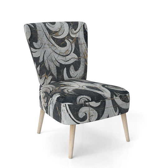 Designart 'Gold Mettalic Floral Strapwork' Upholstered Glam Accent Chair