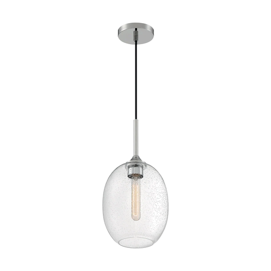 Aria 1-Light Small Pendant Fixture - Polished Nickel Finish with Clear Seeded Glass - Polished Nickel - Polished Nickel