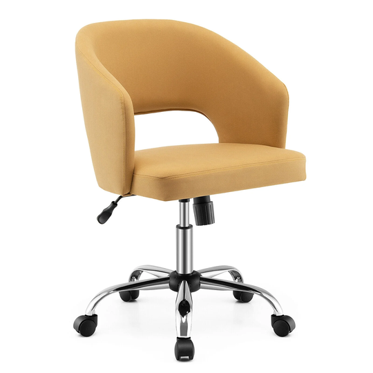 Gymax Adjustable Swivel Desk Vanity Chair Upholstered Office Chair w/