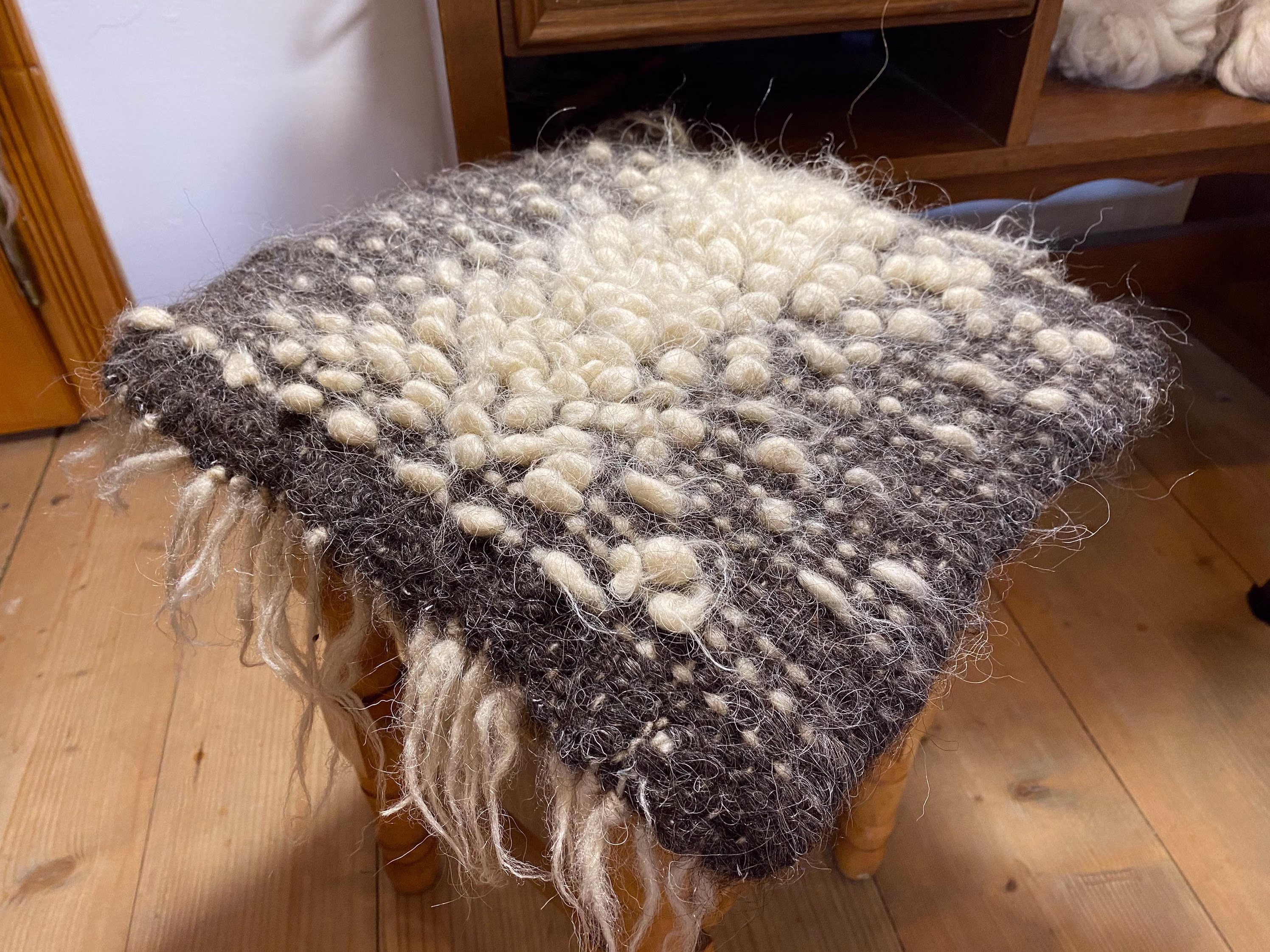 Wool Chair Slipcover/Chair Cushion/Gray Pads/Wool Woven Rug/Ukrainian Crafts/Wool Soft Cushion