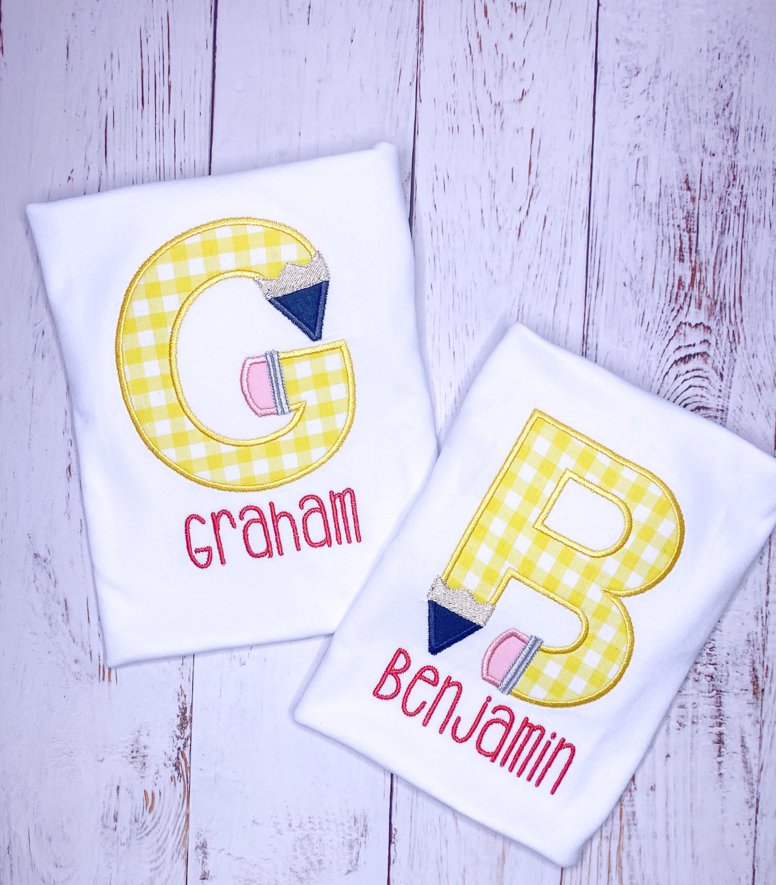 More Colors Pencil Shirt Initial Shirt, Back To School, Monogrammed School, First Day Of Tshirt, Last Top