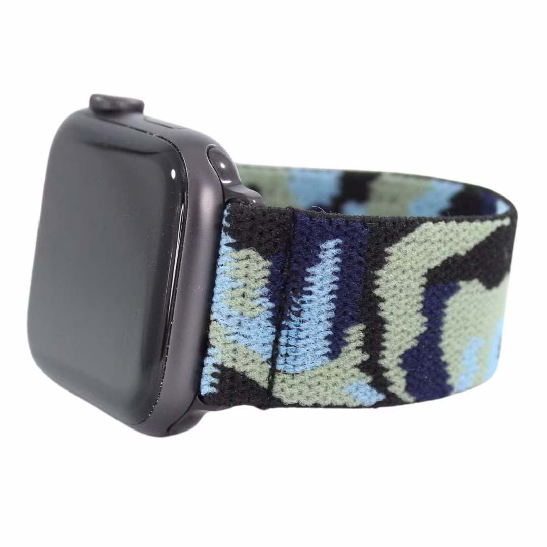 Elastic Watch Band For Apple - All Series | Models 1 8, Se, Ultra Blue Green Black Camo Camouflage Military Stealth