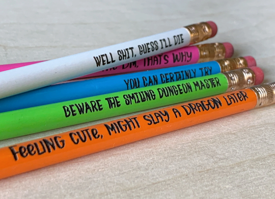 Role Playing Games, Pencils, Rpg, Engraved Pencil Set, Custom Back To School Supplies, Home Office, Game Organizer