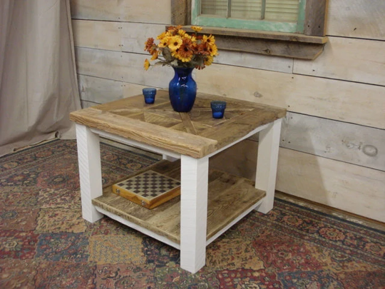 Driftwood, Parquet Style, End Table, Coffee Table | 28"x28"x21" High