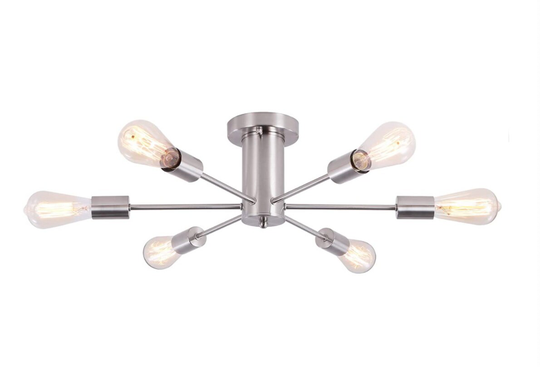 Modern 6-Light Ceiling Light, Semi Flush Mount Foyer Dining Room Lamp, Pendant