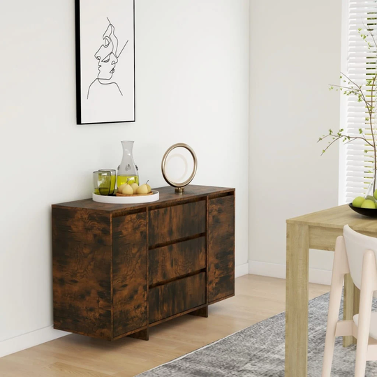 Sideboard with 3 Drawers Smoked Oak 47.2"x16.1"x29.5" Engineered Wood