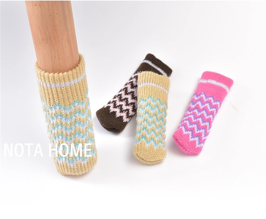 16Pc/24Pc/32Pc Set Chair Leg Socks, Handmade Knitting Striped Cover Socks For Chair/Table Leg/Door Handle, Non-Slip Leg/Feet Sock Covers