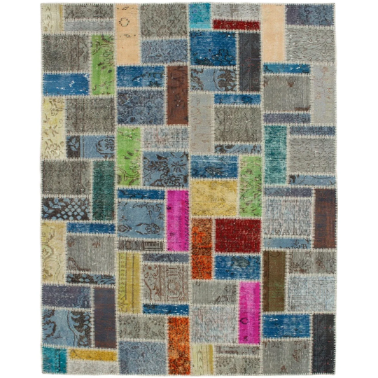 ECARPETGALLERY Hand-knotted Color Transition Patchwork Multi Wool Rug - 5'8 x 7'11