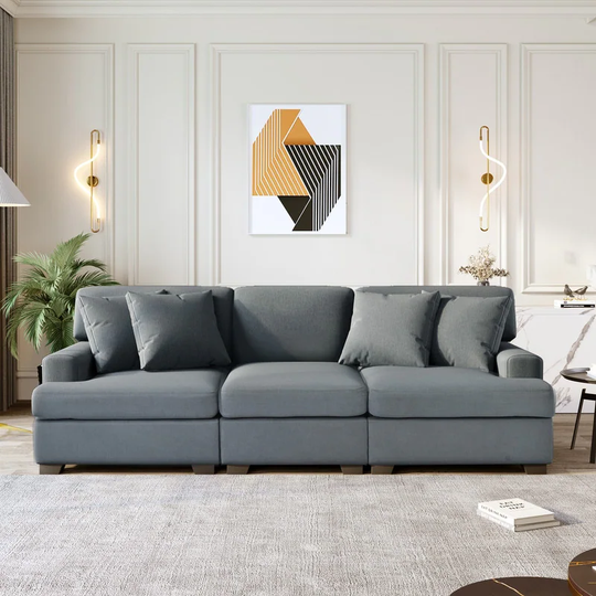 3 Seat Sofa with Cushions and 4 Comfortable Pillows