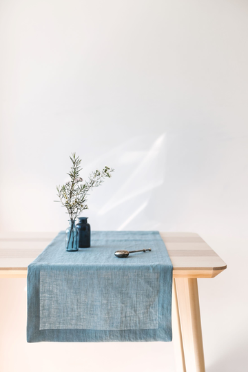 Dusty Aqua Linen Table Runner, Various Colors Natural Runners, Stonewashed Blue Wedding Runner