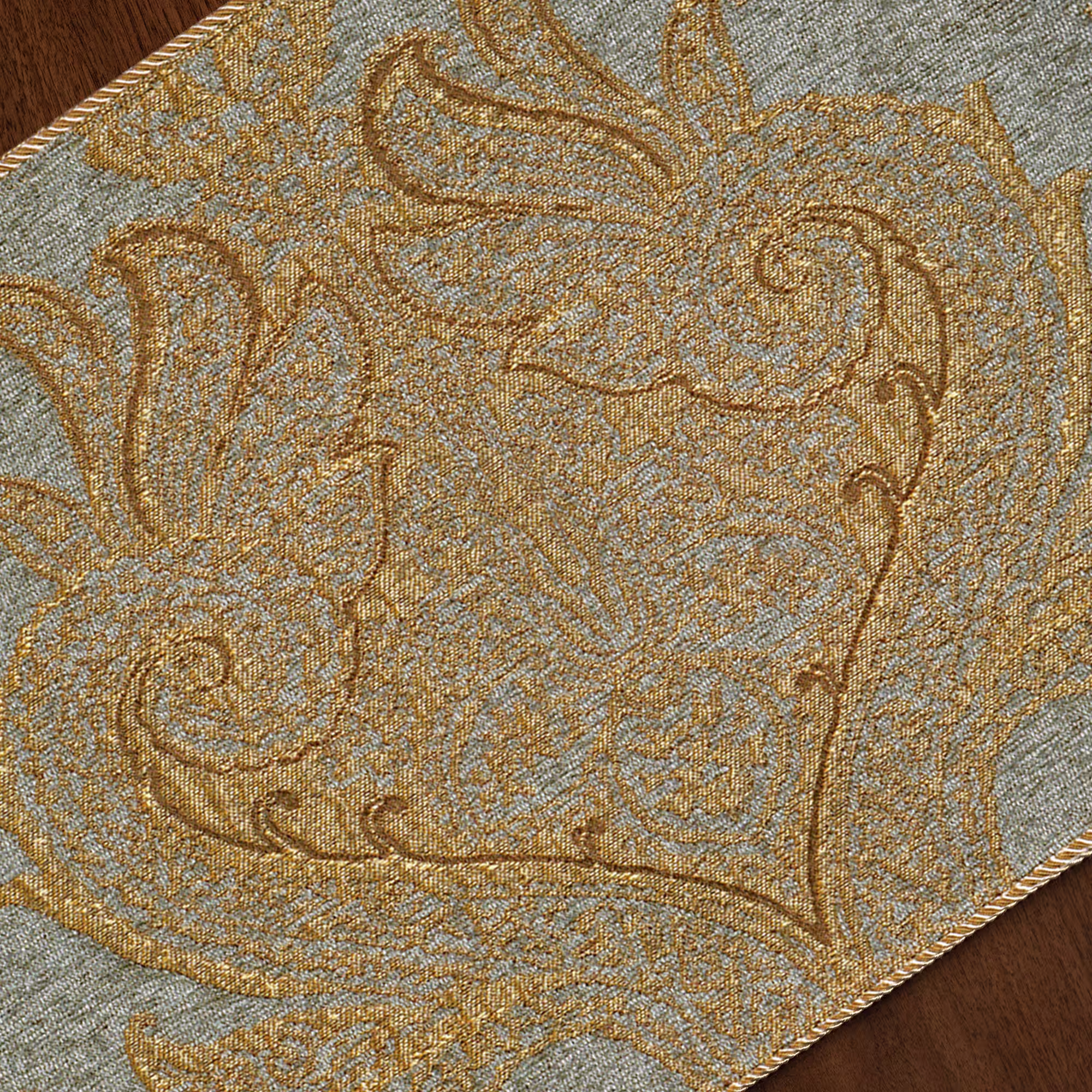 Elizabeth Placemats - Luxury Damask Table Mats For Christmas Decoration- 12x18" Light Gray Blue Set Of 4/6
