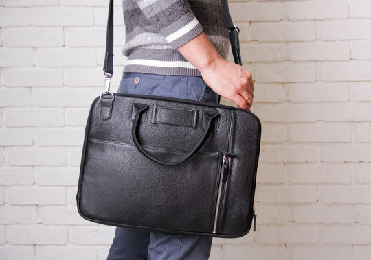 Leather Sheet Music Bag, Document Carry Case, Leather Document Bag, Leather Book Case With Handles, Leather Portfolio