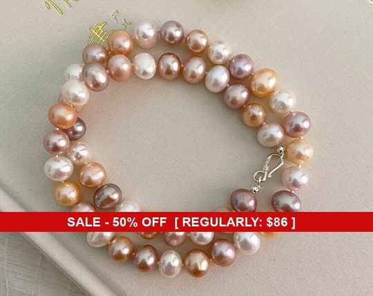 sterling Silver Freshwater Mixed Color Pearl Necklace, Jewelry, Pearls, Necklaces, Colored Pearls
