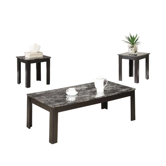 3 Piece Table Set With Marble Top